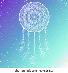 Geometric Dreamcatcher. Vector Illustation EPS10. Design for textile t-shirt print.