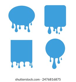 Geometric dripping shapes. Fluid slime blob. Paint, ink, drops, design element template. Vector isolated on white background.