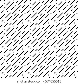 Geometric dynamic black and white background. Rain pattern. Abstract modern vector texture for your design (wrapping paper, fabric, wallpaper, web). Seamless pattern with black diagonal rounded lines.