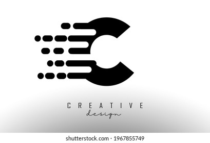 Geometric and dynamic letter C logo design with movement effect. Modern speed technology vector illustration concept.