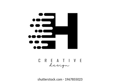 Diseño del logotipo de letra H geométrica y dinámica con efecto de movimiento. Concepto de ilustración vectorial de tecnología de velocidad moderna.