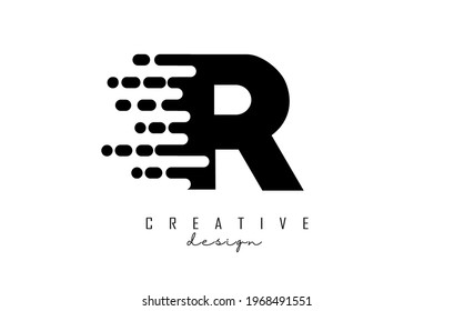 Geometric and dynamic letter R logo design with movement effect. Modern speed technology vector illustration concept.