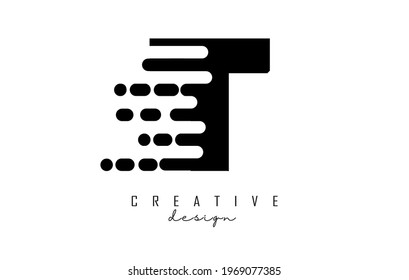 Geometric and dynamic letter T logo design with movement effect. Modern speed technology vector illustration concept.