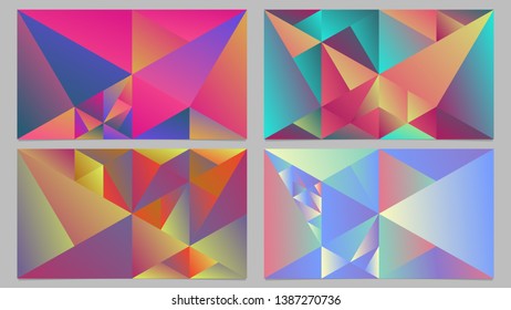 Geometric dynamic minimal gradient mosaic triangle desktop background set - polygonal abstract vector designs