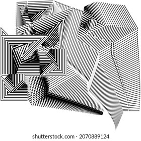 Geometric dynamic pattern, abstract halftone lines background, vector modern design texture.