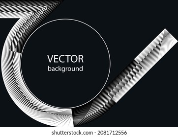 Geometric dynamic pattern, abstract halftone lines circle background, vector modern design banner, poster, card, cover, flyer.