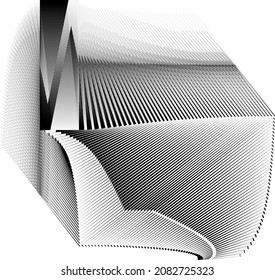 Geometric dynamic pattern, abstract halftone lines background, vector modern design texture.