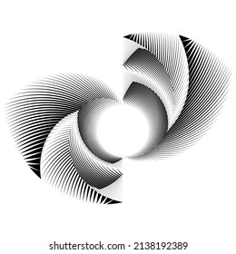 Geometric dynamic pattern, abstract halftone lines background, vector modern design element.