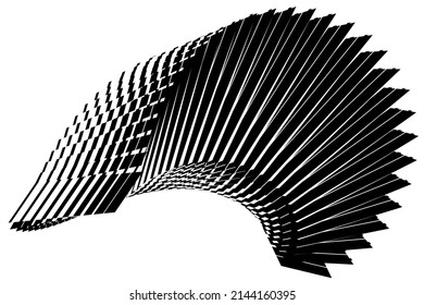 Geometric dynamic pattern, abstract halftone lines background, vector modern design element.