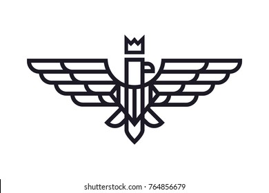 Geometric eagle with a crown illustration logo
