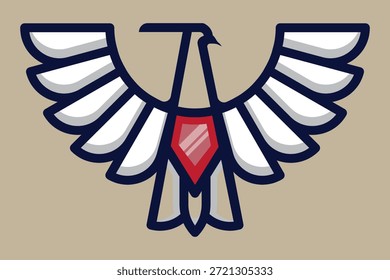 Geometric Eagle Emblem with Red Shield Element