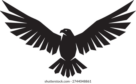 Geometric Eagle Logo Vector - Minimalist Hawk or Falcon Flying Symbol