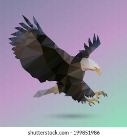 Geometric eagle on Triangle Pattern Background - Vector 