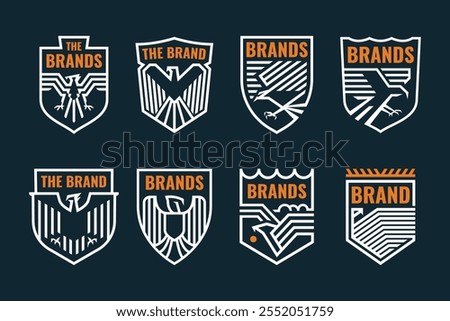 Geometric eagle shield logo badge for football club or brands