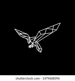 Geometric Eagle vector illustration in monochrome. Black and white. Can be used as tattoo design, decal, stencil, vinyl, t-shirt printing, logo