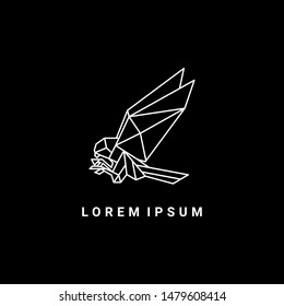 Geometric Eagle vector illustration in monochrome. Black and white. Can be used as tattoo design, decal, stencil, vinyl, t-shirt printing, logo