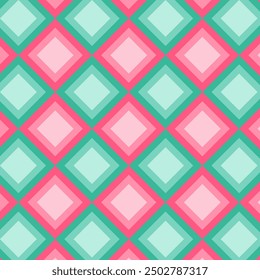 Geometric eamless pattern.Repeat pattern with green and pink square for Christmas.Vector graphic abstract background.