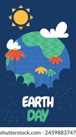Geometric earth day card Vector illustration