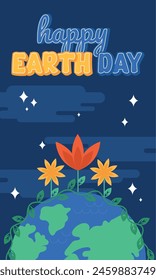 Ilustración vectorial geométrica de la tarjeta del día terrestre
