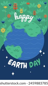 Ilustración vectorial geométrica de la tarjeta del día terrestre