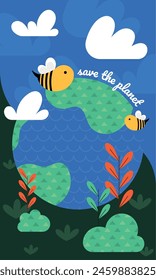 Ilustración vectorial geométrica de la tarjeta del día terrestre