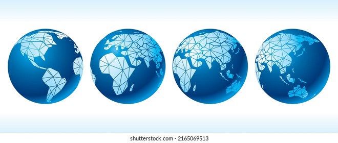 Geometric earth globe set vector