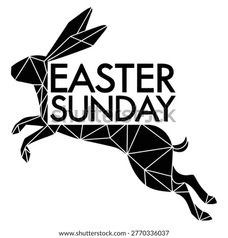 Geometric Easter bunny jumping silhouette with modern low poly polygon style
