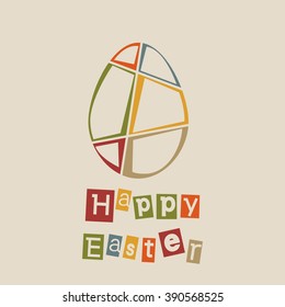 Geometric easter egg. Colorful Happy Easter egg. Funny egg.