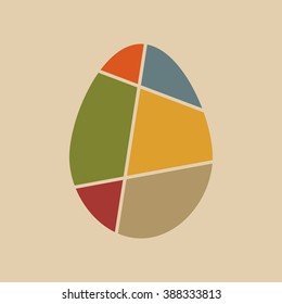 Geometric easter egg. Colorful easter egg shapes. Vector illustration.