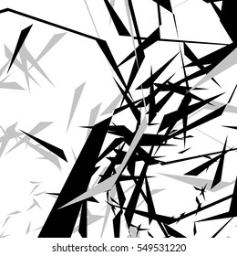 Geometric edgy rough pattern. Abstract black and white art. Vector illustration.