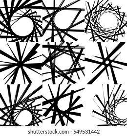 Geometric edgy rough pattern. Abstract black and white art. Vector illustration.