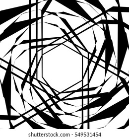 Geometric edgy rough pattern. Abstract black and white art. Vector illustration.