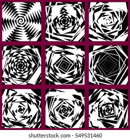 Geometric edgy rough pattern. Abstract black and white art. Vector illustration.