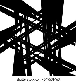 Geometric edgy rough pattern. Abstract black and white art. Vector illustration.