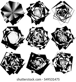 Geometric edgy rough pattern. Abstract black and white art. Vector illustration.