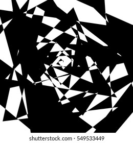 Geometric edgy rough pattern. Abstract black and white art. Vector illustration.