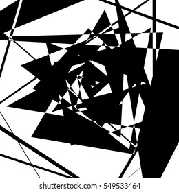 Geometric edgy rough pattern. Abstract black and white art. Vector illustration.