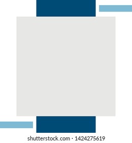 Geometric editable post frame template for social media. Blue and white colours. Photo space. Vector.