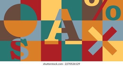 Antecedentes educativos geométricos. Se utilizan símbolos, números, formas. Diseño de vectores para papel de pared, diseño de portada y libro. Paleta de colores atractiva. Diseño de tendencia creativa
