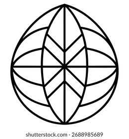 Geometric egg shape, a modern and minimalist design with symmetrical lines and a clean, abstract aesthetic