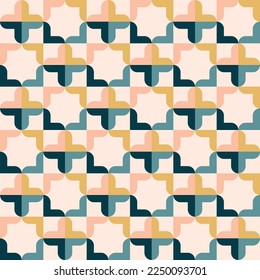 Geometric elegant beige and blue seamless pattern design vector