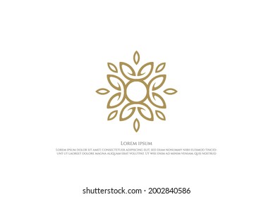 Geometric Elegant Golden Mandala Flower Leaf Pattern Logo Design Vector