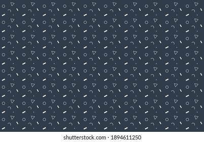 Geometric elegant pattern on blue background, simple shape isolated, art, abstract forms, design for decoration, wrapping paper, print, fabric or textile, vector illustration