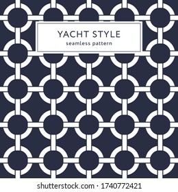 Geometric elegant seamless pattern with circles. Yacht style design. Abstract decorative background. Vector illustration for fashion design. Modern elegant wallpaper. Navy blue color.