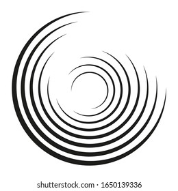 Geometric element of concentric circles. Black color on a white background. Radial, radiant pie chart. Flat style. Vector
