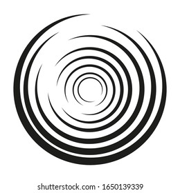 Geometric element of concentric circles. Black color on a white background. Radial, radiant pie chart. Flat style. Vector