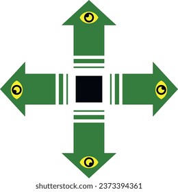 geometric element direction on four sides with eye