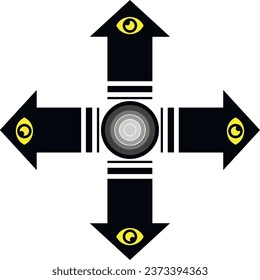 geometric element direction on four sides with eye