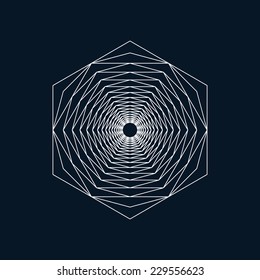 Geometric element, hexagon, line design, vector