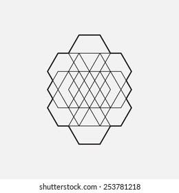 Geometric element, line design, triangle and hexagon pattern